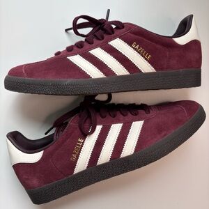 Adidas Gazelle Suede Sneakers, Maroon- Women’s 10/ Men’s 8.5